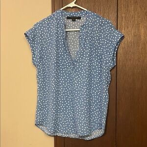 Cynthia Steffe Blue Polka Dot Blouse Small